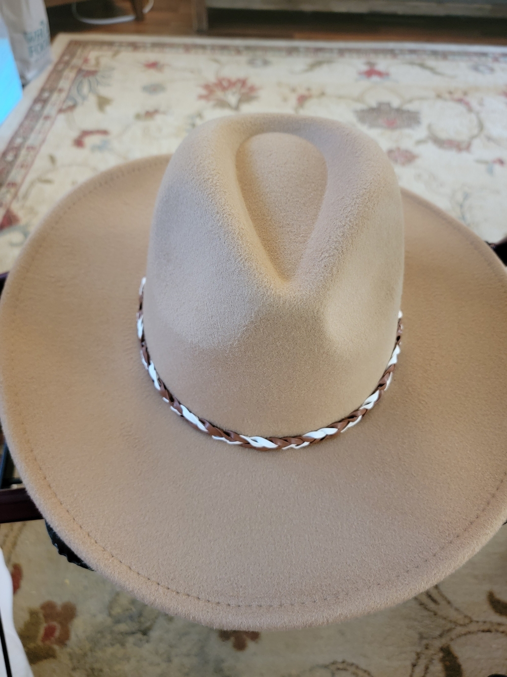Women's Tan Felt Western Hat with Braided Band Steve Madden